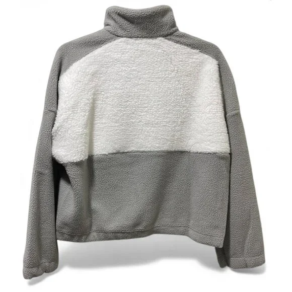 Columbia NWT Women's Long Sleeve Cropped Fleece Pullover, XL, Gray/White - Picture 2 of 16